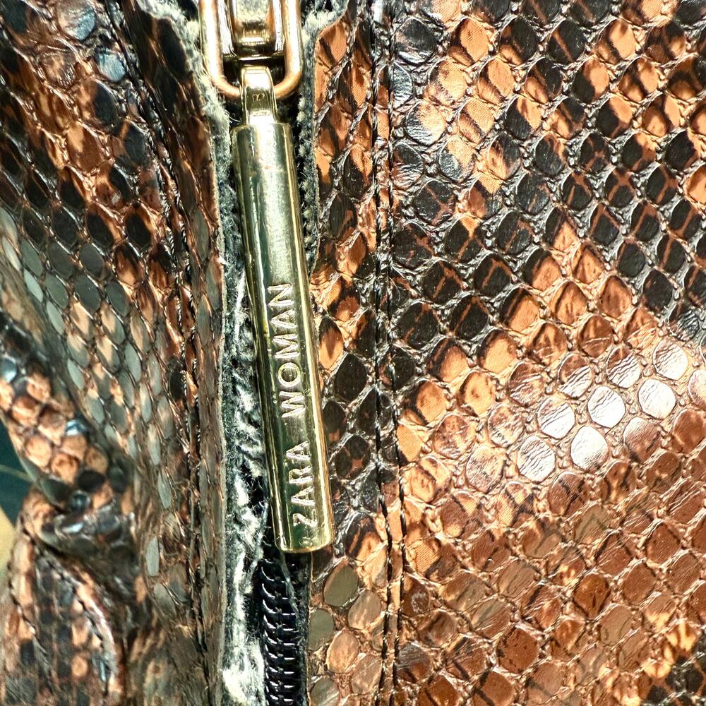 Zara Faux Leather Python Snake Print Heeled Side … - image 4